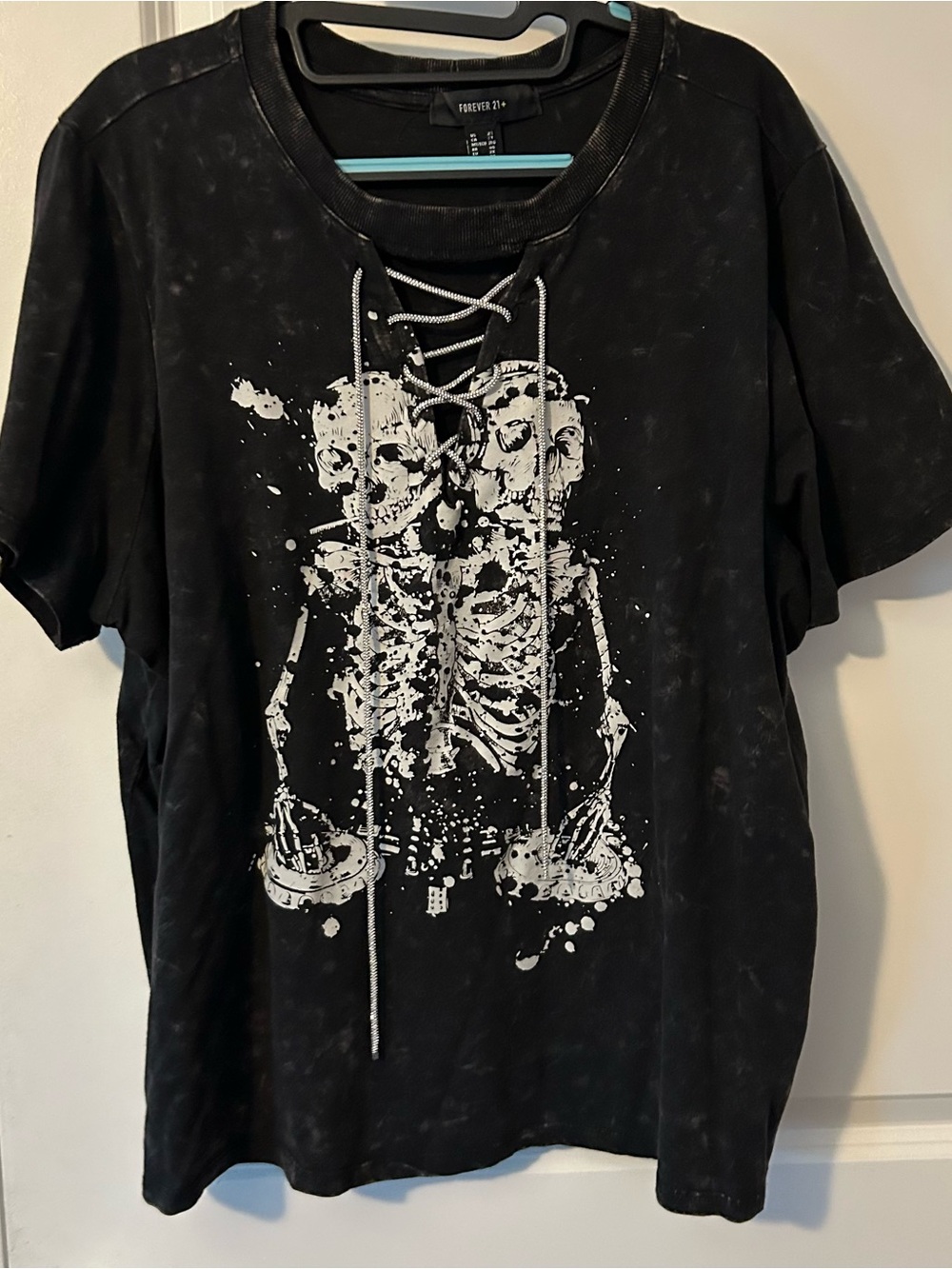 Forever 21 Skeleton Bling Lace Up Tee 💀